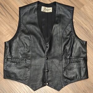 Men's Black Leather Vest by Perfect Leather Goods